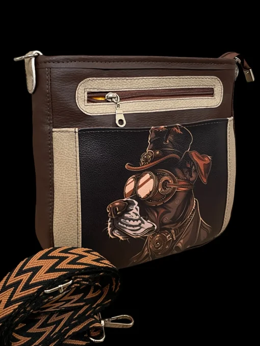 STEAMPUNK DOG CROSSBODY BAG