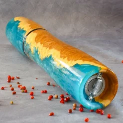 Stunning Handcrafted Mallee Burr and Turquoise Resin Pepper Mill