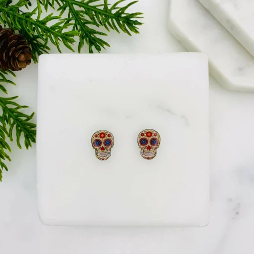Sugar Skull Stud Earrings