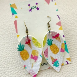 Summertime Print Pinched Leaf Earrings