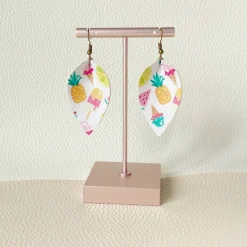 Summertime Print Pinched Leaf Earrings