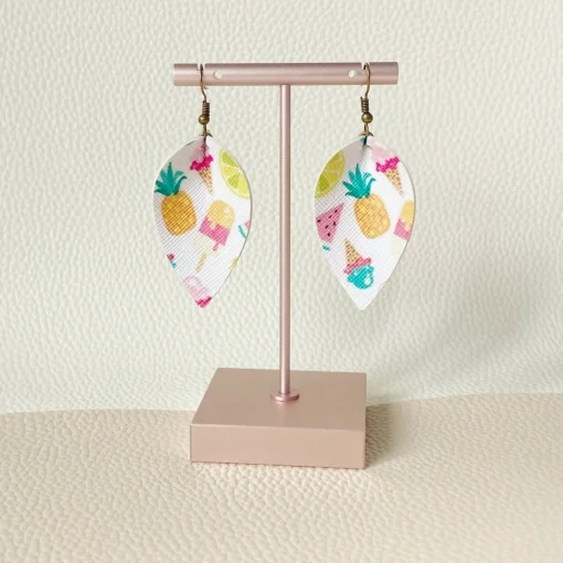 Summertime Print Pinched Leaf Earrings