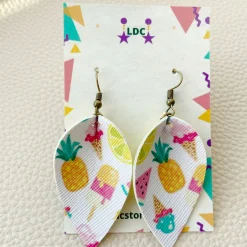 Summertime Print Pinched Leaf Earrings