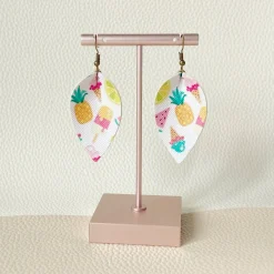 Summertime Print Pinched Leaf Earrings