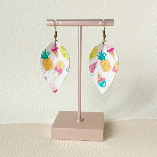 Summertime Print Pinched Leaf Earrings