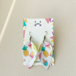 Summertime Print Pinched Leaf Earrings