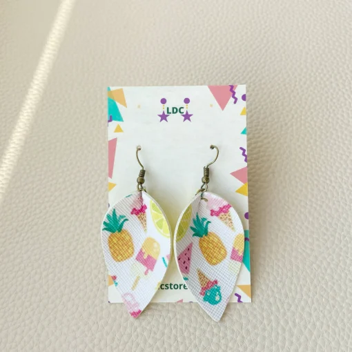 Summertime Print Pinched Leaf Earrings