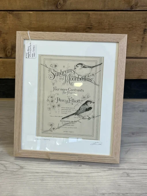 Sunbeam and Moonbeams - Original Pen Drawing on Vintage Sheet Music by