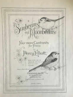 Sunbeam and Moonbeams - Original Pen Drawing on Vintage Sheet Music by