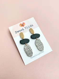 Tan/Black/Dash Statement Earrings