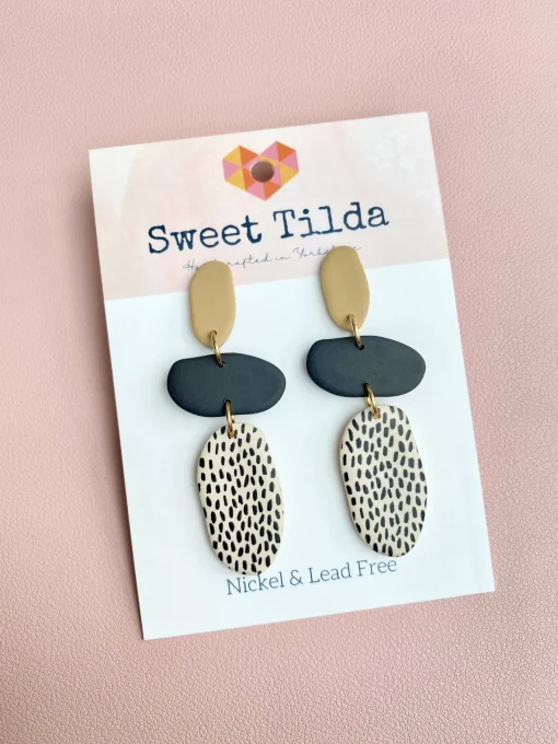 Tan/Black/Dash Statement Earrings