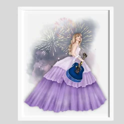 Taylor Speak Now Hand Drawn Illustration in Frame