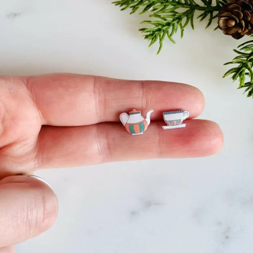 Teapot & Cup Mismatched Stud Earrings