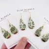 Teardrop Green China dangles With Gold Tips