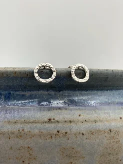 Textured Circle Silver Studs