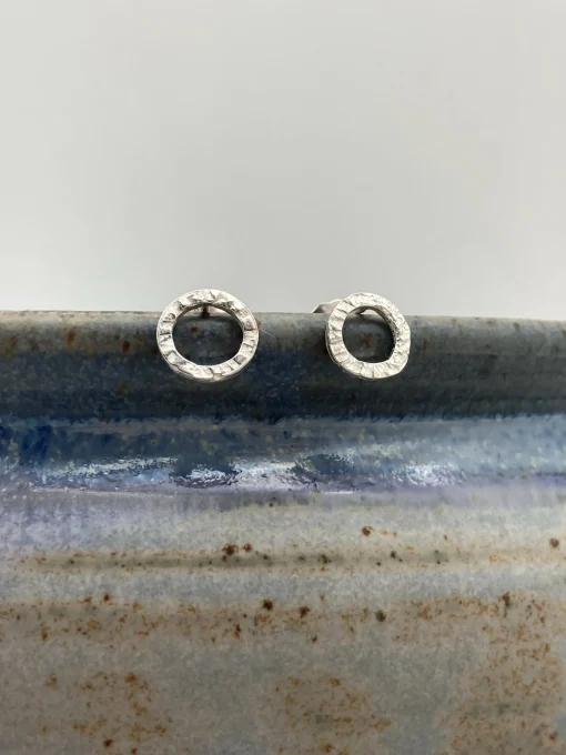 Textured Circle Silver Studs