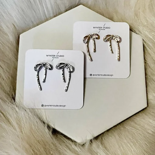Textured Stud Bow Earrings