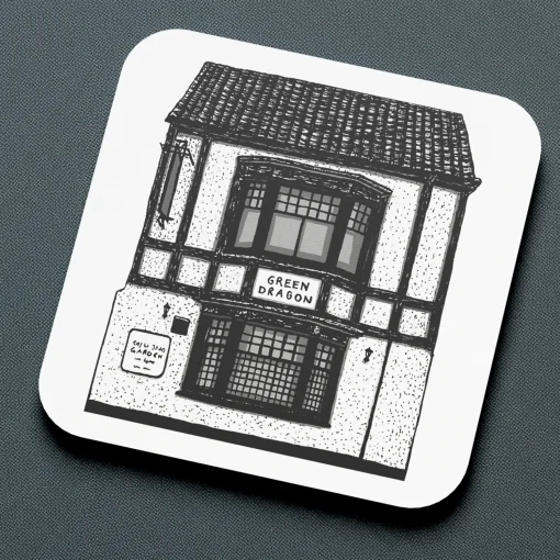 'The Green Dragon' Pub Coaster