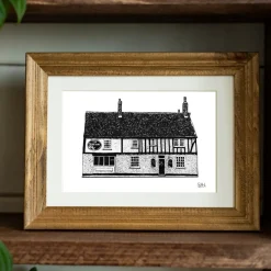 'The Sun Inn' Artwork Print in White Mount