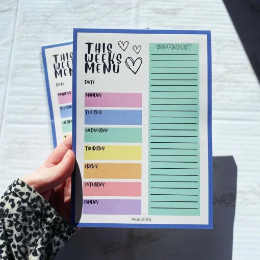 This Weeks Menu Notepad A5