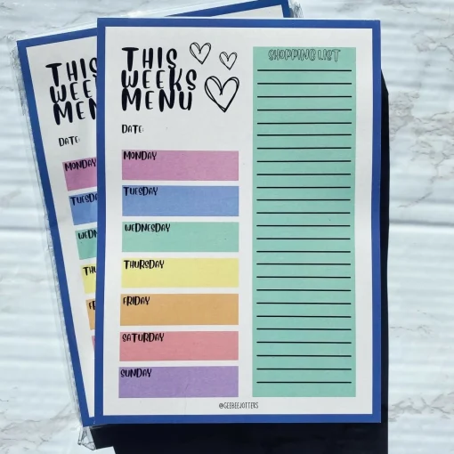 This Weeks Menu Notepad A5