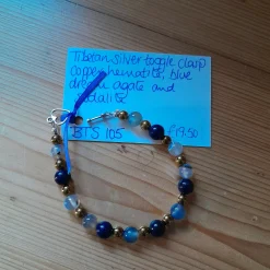 Tibetan Silver Toggle Bracelet with Copper Hematite, Blue Dream Agate