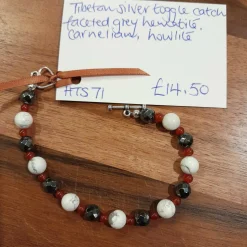 Tibetan Silver Toggle Catch Bracelet with Faceted Grey Hematite, Carne