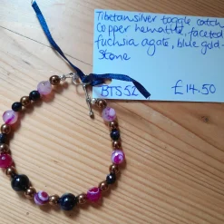 Tibetan Silver Toggle Catch Bracelet with Copper Hematite, Faceted Fuc