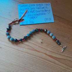 Tibetan Silver Toggle Catch Bracelet, with Faceted Grey Hematite, Face