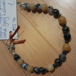 Tibetan Silver Toggle Clasp Bracelet with Faceted Dragon Vein Fire Aga