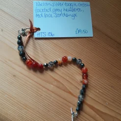 Tibetan Silver Toggle Clasp Bracelet with Faceted Grey Hematite and Re