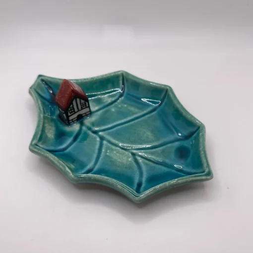 Turquoise Leaf with House