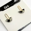 Vera / Gold Earrings with Charm / Cow Granite