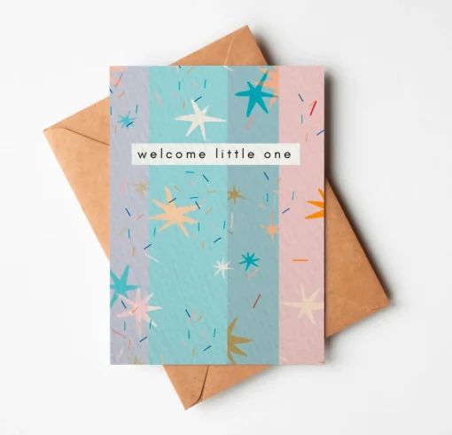 Welcome Little One New Baby Card in Blue