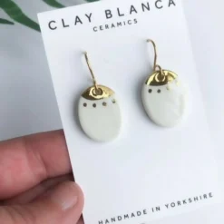 White & Gold Dangle Earrings
