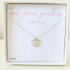 White Baby’s Breath Tiny Heart Necklace Sterling Silver