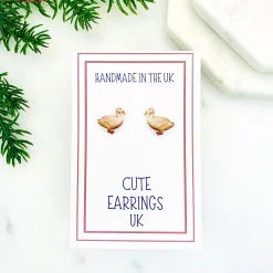 White Duck Stud Earrings