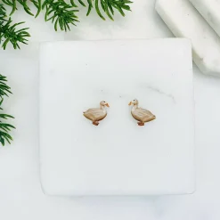 White Duck Stud Earrings