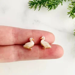 White Duck Stud Earrings