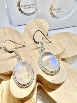 White moonstone drop earrings