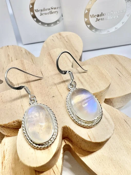 White moonstone drop earrings
