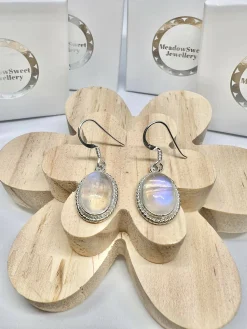 White moonstone drop earrings