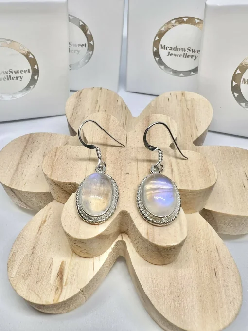 White moonstone drop earrings