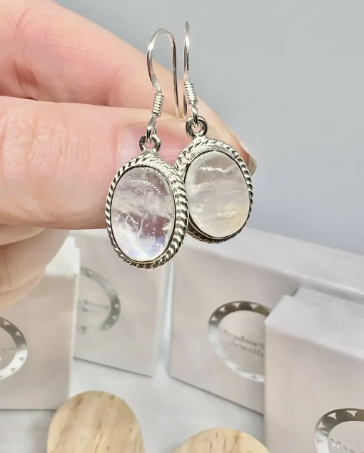 White moonstone drop earrings