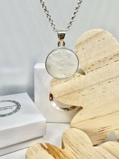 White Moonstone Round Necklace