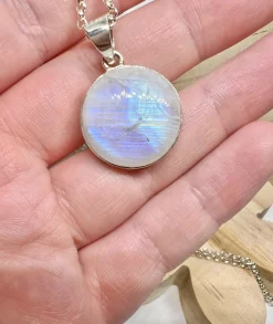 White Moonstone Round Necklace
