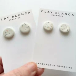White Speckled Round Studs