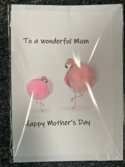 Wonderful Mum Happy Mother’s Day Flamingo- Pom Pom greeting card