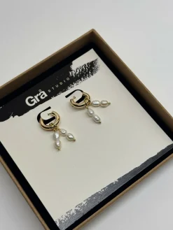 XS Millie / Mini Hoop / Freshwater pearls/ 18k Gold Waterproof