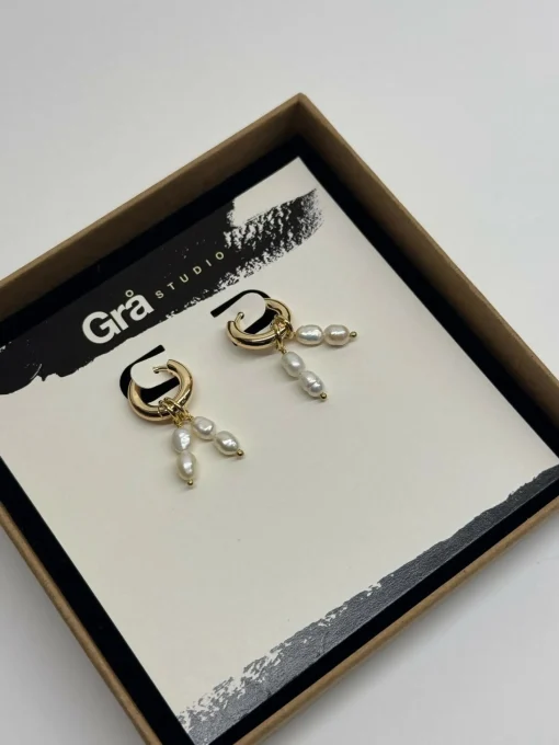 XS Millie / Mini Hoop / Freshwater pearls/ 18k Gold Waterproof